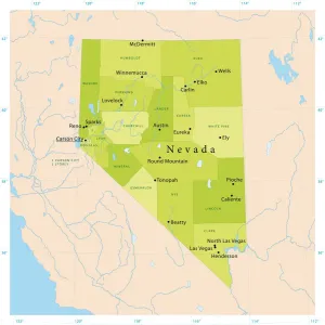 Illustrations De Cartes Impressions: Carte vectorielle du Nevada.