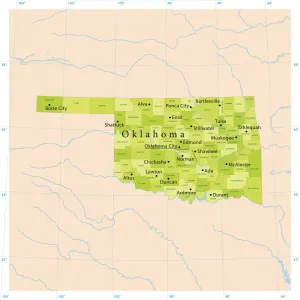 Illustrations De Cartes Impressions: Carte vectorielle de l'Oklahoma.