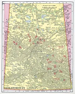 Antique Canadian Maps Impressions: Map Of Saskatchewan
