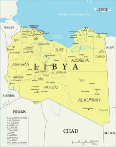 Impressions de La Libye est une nation africaine située en Afrique du Nord, le long de la mer Méditerranée. La Libye partage des frontières avec l'Égypte, le Soudan, le Tchad, le Niger, l'Algérie et la Tunisie Libye Impressions: Carte de Référence de la Libye.