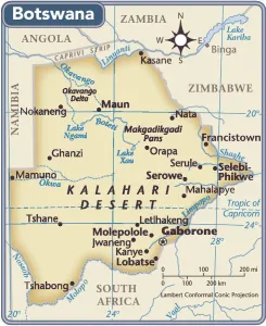 Carte du pays Botswana.