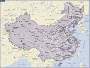 Images Liées Impressions: Carte du pays de Chine.