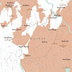 Digital Cartography Design Impressions: CT Fairfield Monroe Vector Road Map