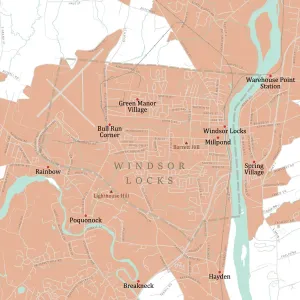 Carte routière vectorielle CT Hartford Windsor Locks