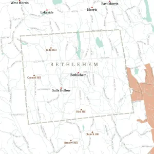 Physical Geography Images Impressions: CT Litchfield Bethlehem Vector Road Map