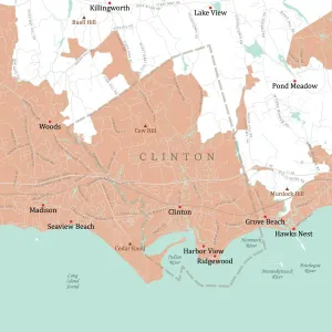 Cartography Design Software Impressions: CT Middlesex Clinton Vector Road Map