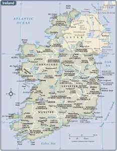 Impressions de Édition 2011 République D'Irlande Impressions: Carte du pays d'Irlande.