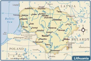 Carte Impressions: Carte du pays de Lituanie.