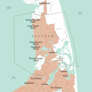 Digital Cartography Design Impressions: MA Barnstable Eastham Vector Road Map
