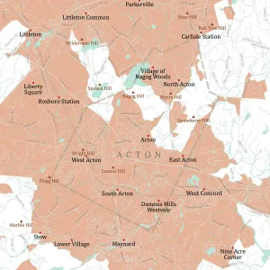 Digital City Maps USA Impressions: MA Middlesex Acton Vector Road Map