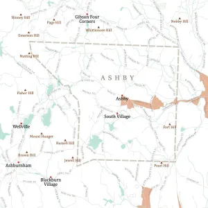 Massachusetts County Map Impressions: MA Middlesex Ashby Vector Road Map