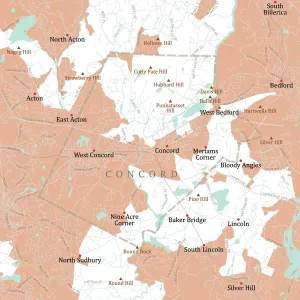 Digital City Maps USA Impressions: MA Middlesex Concord Vector Road Map