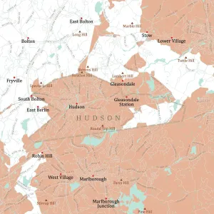 Massachusetts County Map Impressions: MA Middlesex Hudson Vector Road Map