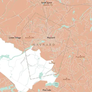 Massachusetts Vector Map Impressions: MA Middlesex Maynard Vector Road Map