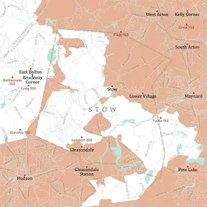 Massachusetts County Map Impressions: MA Middlesex Stow Vector Road Map