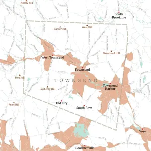 Massachusetts County Map Impressions: MA Middlesex Townsend Vector Road Map