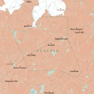 Digital Cartography Design Impressions: MA Norfolk Vector Road Map