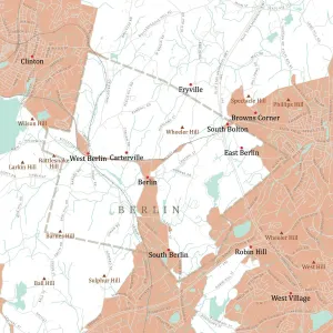 Vector City Maps USA Impressions: MA Worcester Berlin Vector Road Map