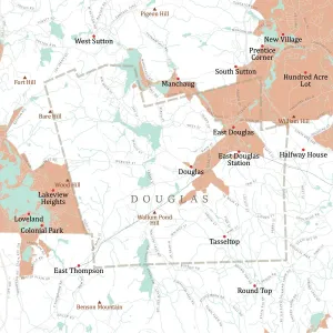Vector City Maps USA Impressions: MA Worcester Douglas Vector Road Map