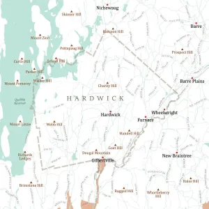 Digital City Maps USA Impressions: MA Worcester Hardwick Vector Road Map