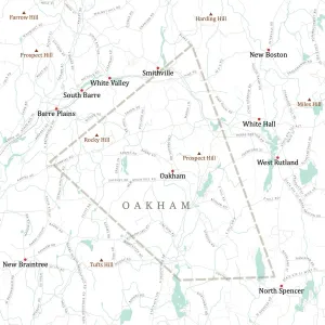 Digital Cartography Design Impressions: MA Worcester Oakham Vector Road Map