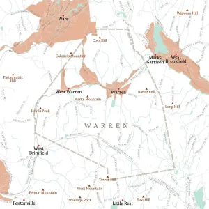 Massachusetts Vector Map Impressions: MA Worcester Warren Vector Road Map