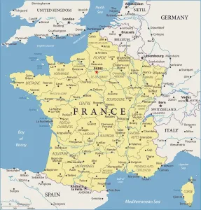 Impressions de Carte de la France - Illustration vectorielle France Impressions: Carte de la France - Vecteur.