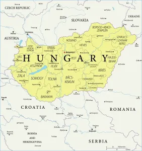 Hongrie Impressions: Carte de la Hongrie - Vector.