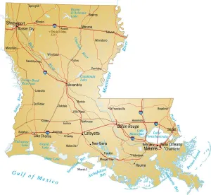 Louisiana Map Impressions: Map of Louisiana