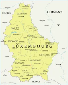 Impressions de Carte du Luxembourg - Illustration vectorielle Luxembourg Impressions: Plan de Luxembourg - Vecteur.