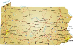 Nesophontidae Impressions: Carte de la Pennsylvanie.