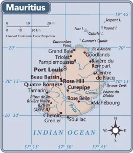 Carte du pays Maurice.