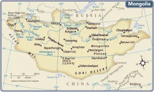 Carte du pays de Mongolie.
