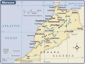 Carte du pays Maroc.