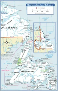 Images Liées Impressions: Carte provinciale de Terre-Neuve-et-Labrador.