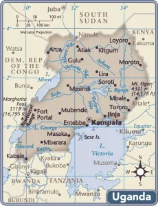 Ouganda Impressions: Carte du pays d'Ouganda.