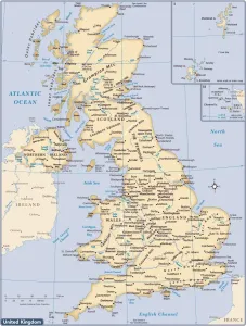 Carte du Royaume-Uni.