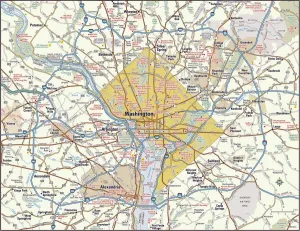 Premières Cartes Impressions: Carte de la zone de Washington, DC.