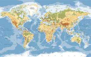 Customizable Reference Maps Impressions: World Map Physical Vector