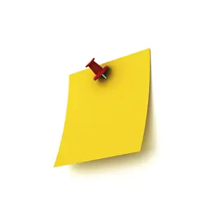 Computer Graphic Design Impressions: Note with a push pin, 3D rendering