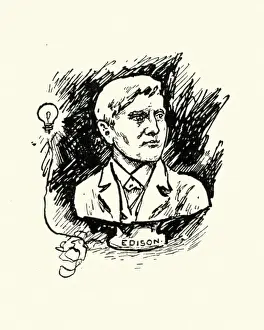 Vintage Woodcut Engravings Impressions: Thomas Edison