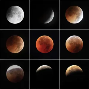 Impressions de noir, chinois, synthèse numérique, images, lumière et effet, beauté naturelle, partie des images en couleur, éclipse lunaire partielle , photos , espace , la composition , la couronne , le jour Trésor Visuel Impressions: Éclipse totale de la lune.