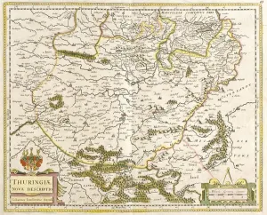 Theatrum Orbis Terrarum Impressions: Map of Thuringia (Germany) (etching, 1671)