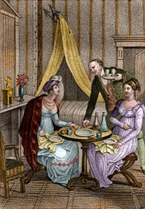 Domestic Scene Painting Impressions: Little dinner. Olympe de Gouges (1748-1793), French woman of letters