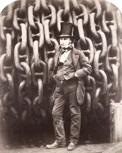 Isambard Kingdom Brunel Impressions: Isambard Kingdom Brunel, debout devant les chaînes de lancement du.