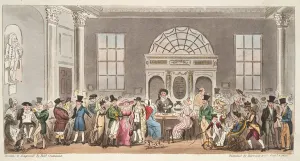 Visiteurs célèbres de la salle de pompe, Bath, prenant une gorgée avec le roi Bladud.