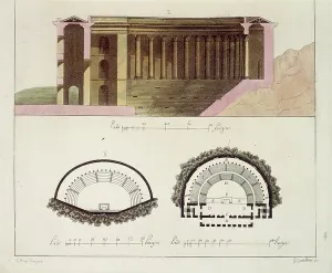 Giulio Ferrario Illustration Impressions: The Odeon of Pericles: plan and cross section