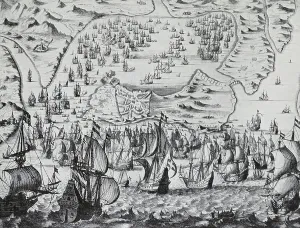 Line Engraving Art Impressions: The attack on Cadiz (line etching)