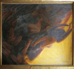 Symbolism In Art Movement Impressions: Fall of Angels, triptych central panel, 1913, by Gaetano Previati (1852-1920)