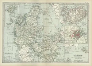 Carte du Danemark, c.1900 (gravure).